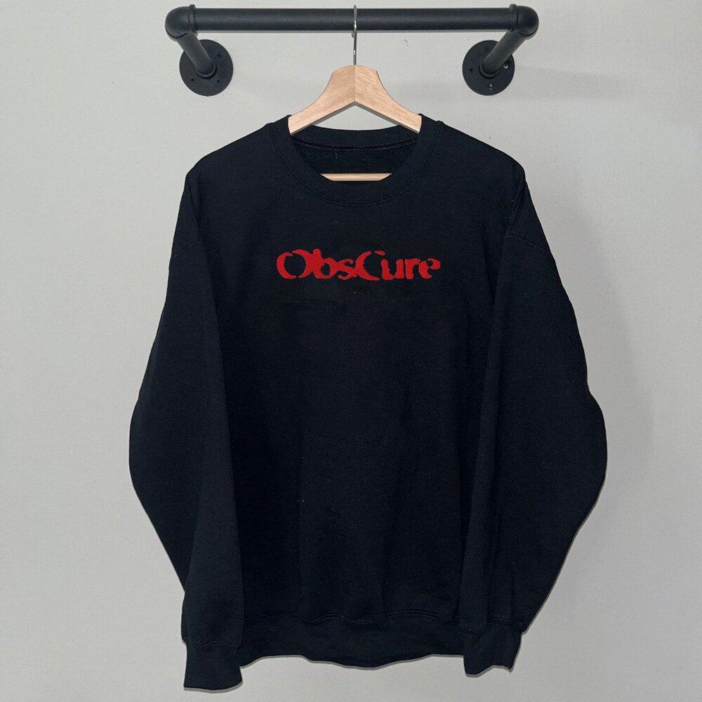 Black Red Obscure Horror Adventure Game Windows Y2K Crewneck Sweatshirt